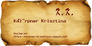 Körpner Krisztina névjegykártya